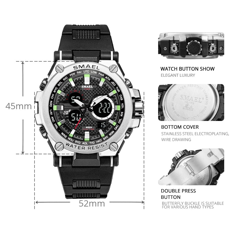Men's sport digital watch by The Clothing Company Sydney with LED display, 50m water resistance, multifunction quartz wristwatch