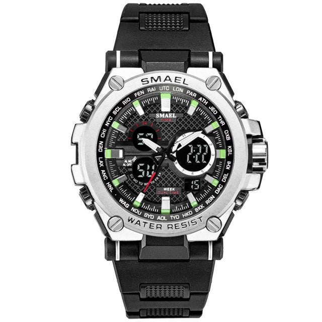 Men's sport digital watch by The Clothing Company Sydney with LED display, water-resistant up to 50m, multifunction quartz wristwatch.