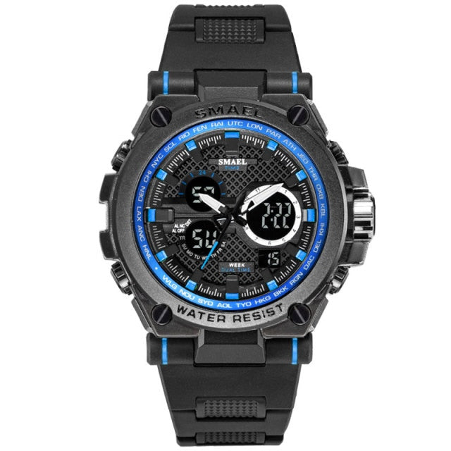 Men's sport watch by The Clothing Company Sydney with LED display, 50m water resistance, digital multifunction quartz wristwatch.