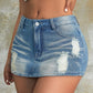 Women Fashion's Vintage Preppy Ripped Slant Pocket Denim Mini Skort Street Skinny Shorts The Clothing Company Sydney