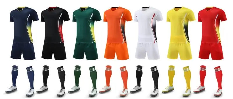 Mens Football Jersey Set Short Sleeve Round Neck Customized Soccer Kits Womens Training Suit