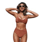 2 Piece Shiny Brick Red High Waist Bikini Sets Swimsuit  V-neck Two Pieces Beachwear Bathing Suit Swimwear The Clothing Company Sydney