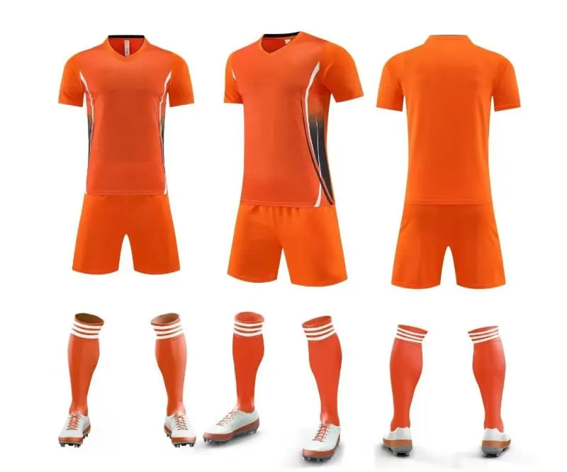 Mens Football Jersey Set Short Sleeve Round Neck Customized Soccer Kits Womens Training Suit