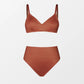 2 Piece Shiny Brick Red High Waist Bikini Sets Swimsuit  V-neck Two Pieces Beachwear Bathing Suit Swimwear The Clothing Company Sydney