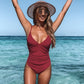 Deep V Neck One-piece Swimsuit Women Removable Bra PMonokini Summer Beach Swimwear