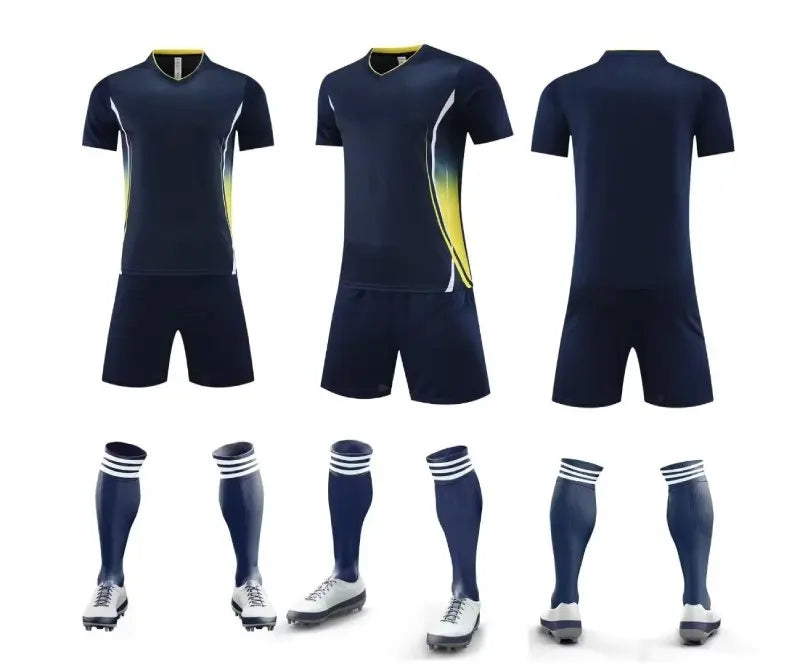 Mens Football Jersey Set Short Sleeve Round Neck Customized Soccer Kits Womens Training Suit