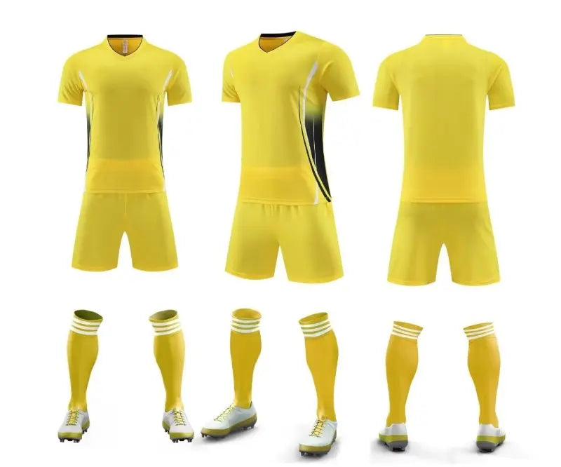 Mens Football Jersey Set Short Sleeve Round Neck Customized Soccer Kits Womens Training Suit