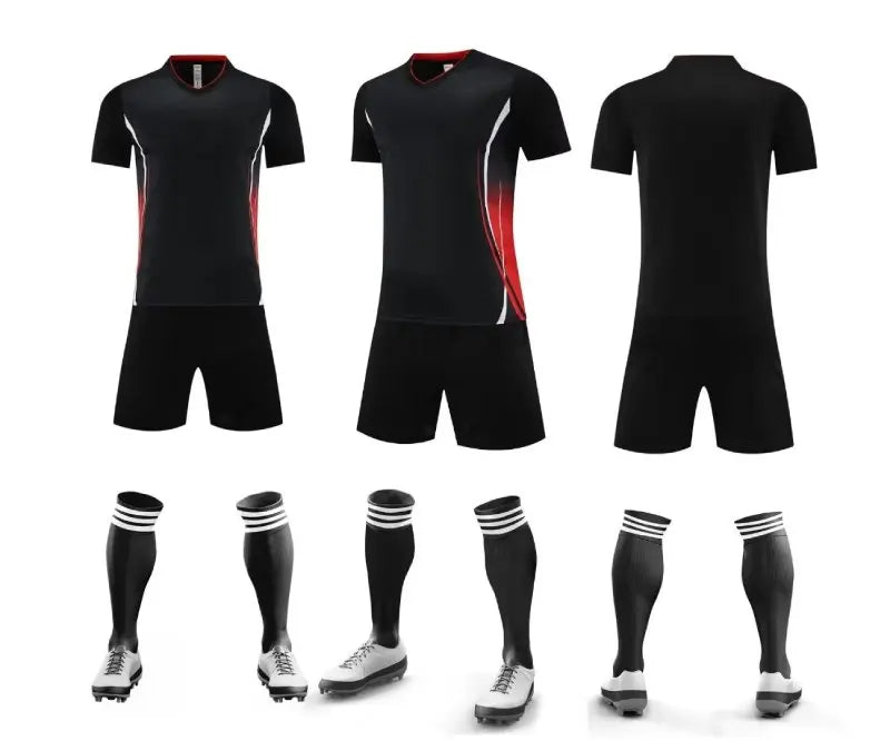 Mens Football Jersey Set Short Sleeve Round Neck Customized Soccer Kits Womens Training Suit