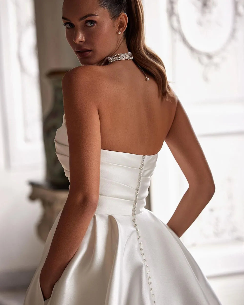 A Line Wedding Gown Sweetheart Pleats Backless Wedding Dress Long Reception Party Bride Dress The Clothing Company Sydney