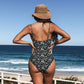 Deep V Neck One-piece Swimsuit Women Removable Bra PMonokini Summer Beach Swimwear