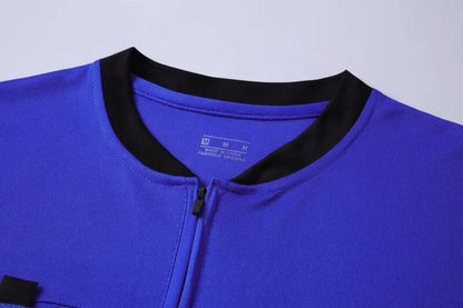 Mens Soccer Short Sleeve Football Referee Uniform Breathable Match Shirt with Pockets