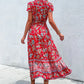 Short Sleeves V Neck Vintage Floral Boho Printed Slit Midi Dresses A Line Bohemian Summer Beach Dress The Clothing Company Sydney