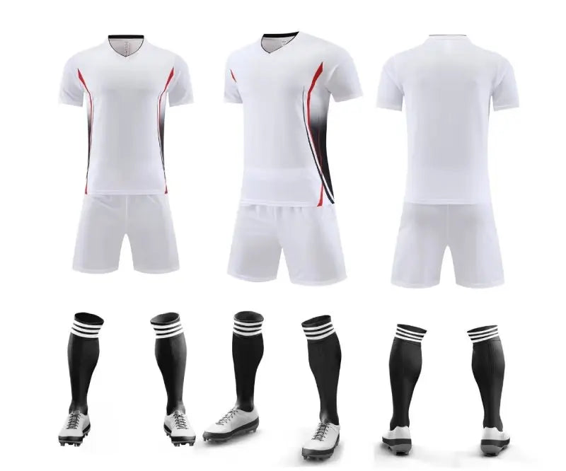 Mens Football Jersey Set Short Sleeve Round Neck Customized Soccer Kits Womens Training Suit