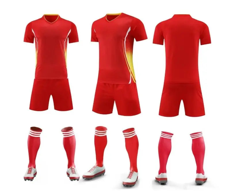 Mens Football Jersey Set Short Sleeve Round Neck Customized Soccer Kits Womens Training Suit