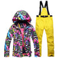 Women's Snow Suit Winter Outdoor Snowboarding Clothing Waterproof Skiing Costume Sets Jackets + Belt Pants