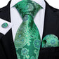 Men's Tie Teal Green Paisley Novelty Design Silk Wedding Tie for Men Handky cufflink Tie Set Party Business Fashion Set The Clothing Company Sydney