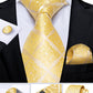 Men's Tie Luxury Yellow Blue Striped Paisley Plaid Silk Wedding Tie For Men's Designer Hanky Cufflinks Gift Tie Set The Clothing Company Sydney