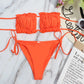 2 Piece Pleated Bandeau Swimsuit Low Waist Swimwear Beach Wear Mini Thong Bikini Set Bathing Suit