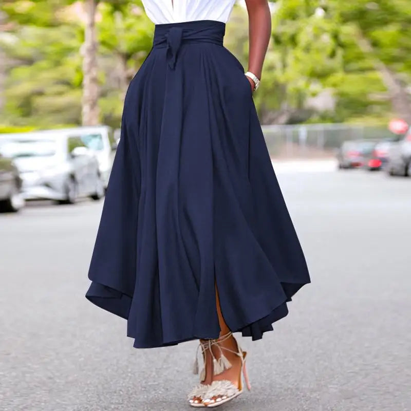 Irregular Holiday Zipper High Waist A Line Womens Summer Long Skirts Vintage Beach Solid Skirts The Clothing Company Sydney