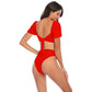 2 Piece Women Swimsuit Solid Colour Short Puff Sleeve Summer High Waist Cut Backless Bathing Suit Beachwear Bikini Set The Clothing Company Sydney