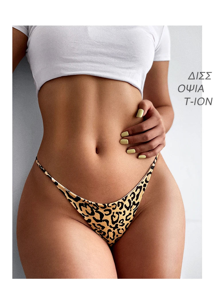 Cotton Leopard G String Women Panties Briefs Thong Low Waist T-back Bikini Underwear Seamless Lingerie