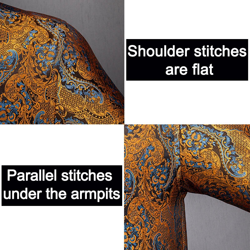 Men's Shirts Paisley Floral Silk Gold Long Sleeve Business Party Wedding Dress Shirts The Clothing Company Sydney