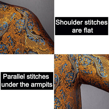 Men's Shirts Paisley Floral Silk Gold Long Sleeve Business Party Wedding Dress Shirts The Clothing Company Sydney