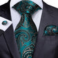 Men's Tie Teal Green Paisley Novelty Design Silk Wedding Tie for Men Handky cufflink Tie Set Party Business Fashion Set The Clothing Company Sydney