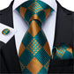 Men's Tie Teal Green Paisley Novelty Design Silk Wedding Tie for Men Handky cufflink Tie Set Party Business Fashion Set The Clothing Company Sydney