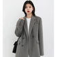 Women's Wool Blend Coat Solid Mid Long Woollen Blazer Thick Warm Blouse Overcoat Office Autumn Winter Jacket