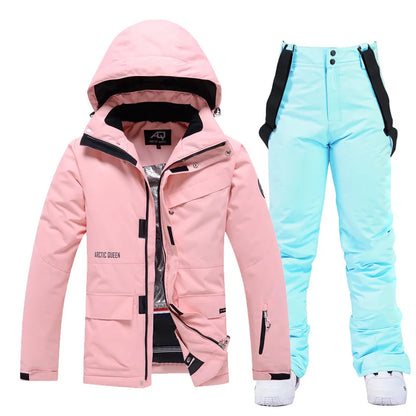 2 Piece Ski Suit Women's Snowboard Clothing Sets Waterproof Windproof Skiing Jacket Pants Snow Overalls