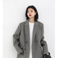 Women's Wool Blend Coat Solid Mid Long Woollen Blazer Thick Warm Blouse Overcoat Office Autumn Winter Jacket