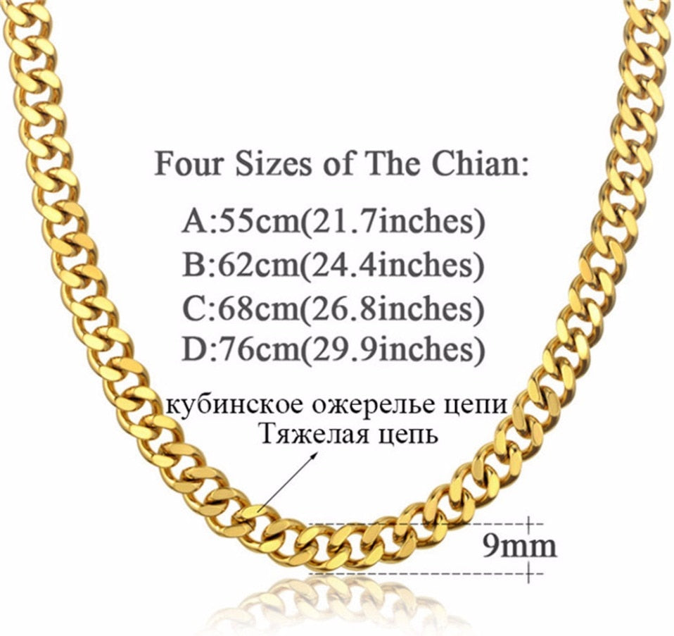 Neck Heavy Gold Chain For Men Women UnisexBig Long Necklaces Male Gold Silver Colour Hip hop Stainless Steel Cuban Chain Necklace The Clothing Company Sydney