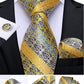 Men's Tie Luxury Yellow Blue Striped Paisley Plaid Silk Wedding Tie For Men's Designer Hanky Cufflinks Gift Tie Set The Clothing Company Sydney