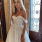 Split Boho Wedding Dresses Crystal Beading Off the Shoulder Lace Appliques A-Line Wedding Gown Sweetheart Bridal Gown The Clothing Company Sydney