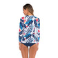 Long Sleeve Rash Guard Women Print Two Piece Swimsuit Zipper Swimwear Plus Size Bathing Suit Surfing Suit