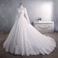 Elegant High Neck With Train Princess Bride Dress Luxury Lace Embroidery Wedding Gown Wedding Dress