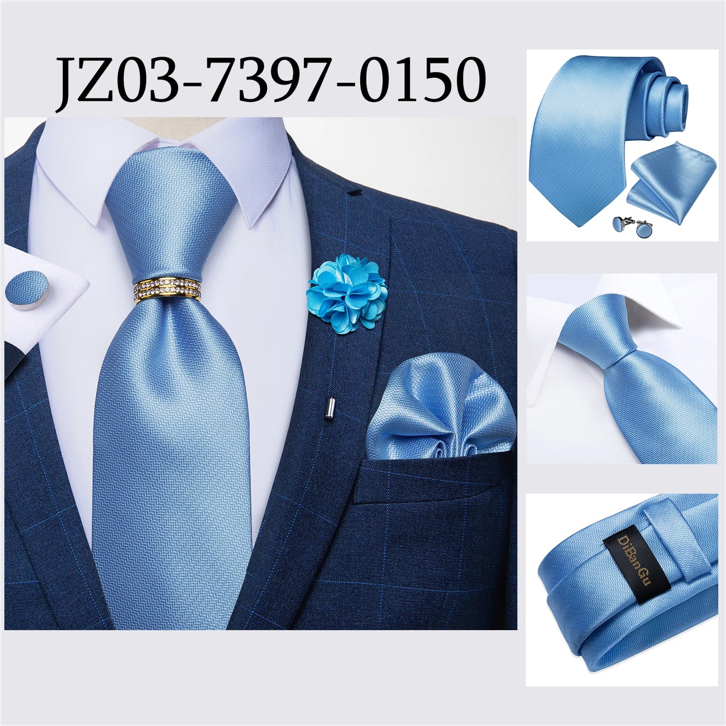 8cm Men Silk Tie White Solid Necktie Formal Wedding Party Ties Cufflinks Hanky Flower Brooch Gift Set