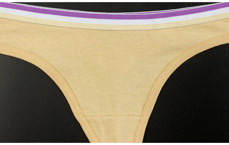 Sports Style Low Waist Thong  No Trace Cotton T Panties  G String Bikini Underwear