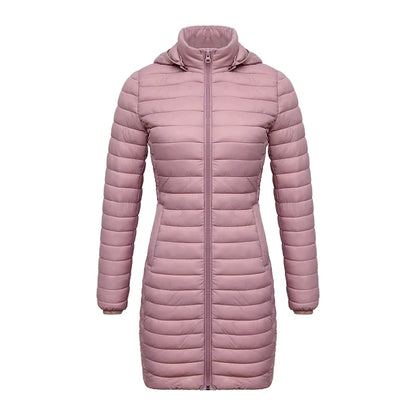 Winter Women Loose Long Parka Coat With Detachable Hood Ultralight Portable Warm Padded Cotton Outerwear Jacket