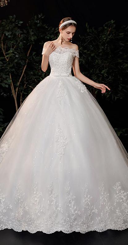 Luxury Full Sleeve V-neck Bride Dress With Train Ball Gown Princess Classic Wedding Gowns Wedding Dress The Clothing Company Sydney