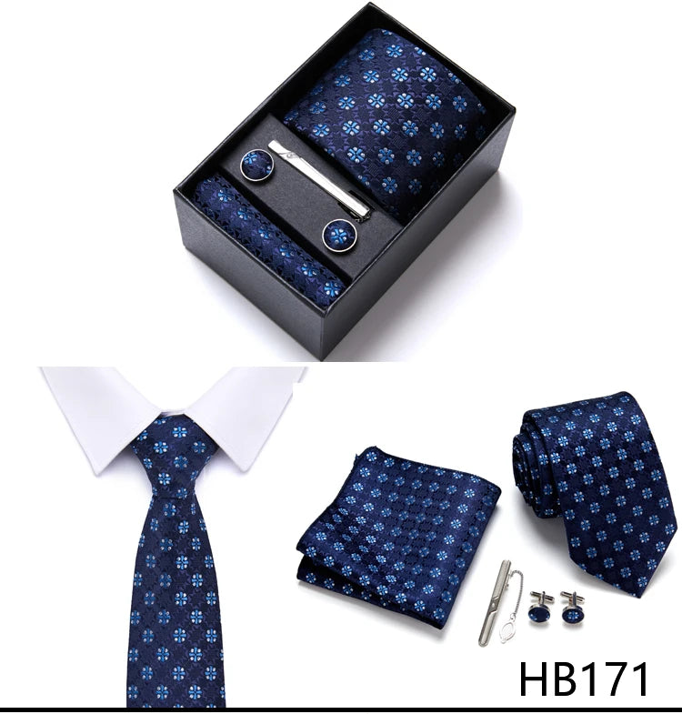 4 Piece Tie Pocket Squares Cufflink Set Necktie Blue Striped Man Wedding Accessories Fit Workplace Holiday Gift Box The Clothing Company Sydney