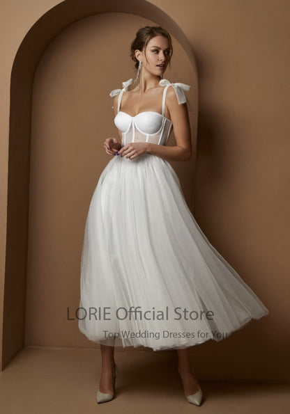 Short Wedding Dresses Modern Boning Spaghetti Strap A Line Tea Length White Bridal Gown The Clothing Company Sydney