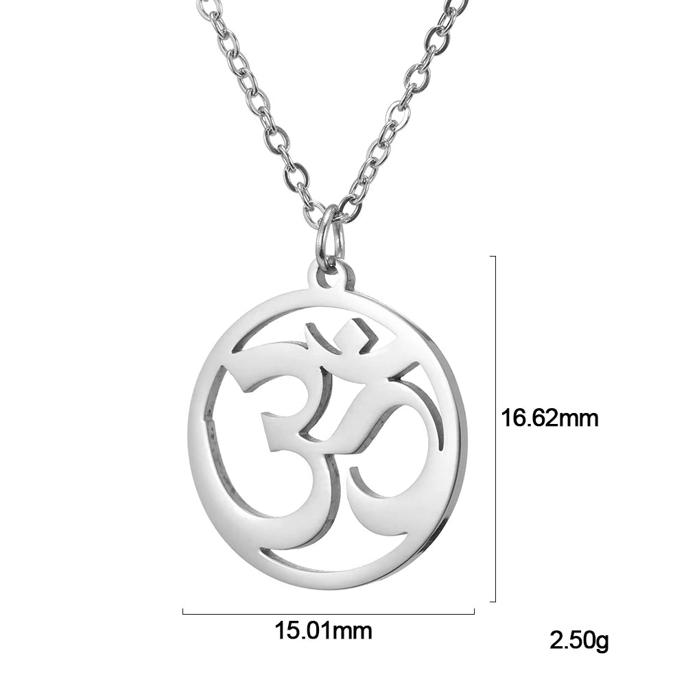 Hindu Yoga Om Aum Necklace For Men Women Amulet Stainless Steel Jewellery Shiva Accessories