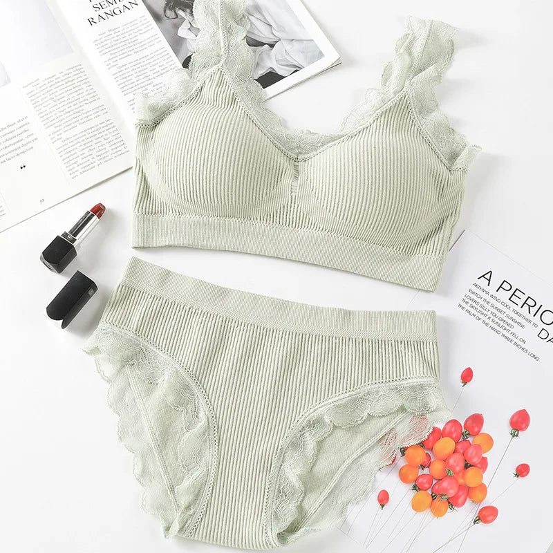 2 Piece Lace Underwear Set Padded Bra Set Women's Underwear Brassiere Fitness Crop Top Set The Clothing Company Sydney