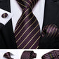 Fashion Men's Tie Luxury Gold Blue Black Striped Paisley Silk Wedding Tie For Men Designer Hanky Cufflinks Gift Tie Set