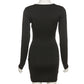 Cut Out Black Mini Dresses Club Party Outfits for Women Elegant Long Sleeve Solid Bodycon Dress The Clothing Company Sydney