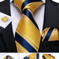 Men's Tie Luxury Yellow Blue Striped Paisley Plaid Silk Wedding Tie For Men's Designer Hanky Cufflinks Gift Tie Set The Clothing Company Sydney