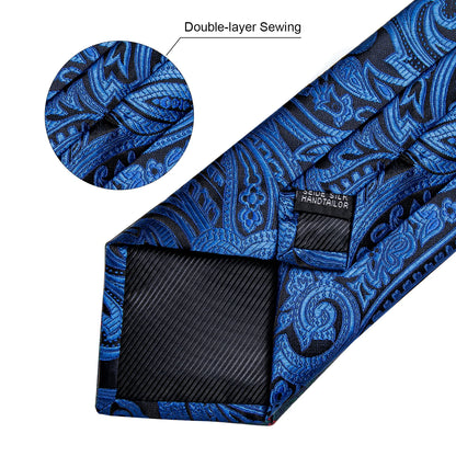 4 Piece Paisley Neck Ties 8cm Wide Silk Tie Pocket Square Cufflinks Brooch Christmas Gift Sets For Men - The Clothing Company Sydney