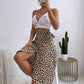 Boho Women's Casual Print Tie Side Wrap Elegant High Waist Summer Asymmetrical Knee Length A-Line Skirts